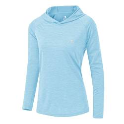 donhobo Damen Laufshirt Langarm T-Shirt Sportshirt Atmungsaktiv Training Yoga Shirt Pullover Sweatshirts mit Daumenloch (Aquablau, XS) von donhobo