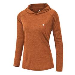 donhobo Damen Laufshirt Langarm T-Shirt Sportshirt Atmungsaktiv Training Yoga Shirt Pullover Sweatshirts mit Daumenloch (Orange, S) von donhobo