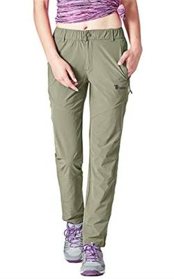 donhobo Damen Outdoor Wanderhose Quick Dry Campinghose Ultraleichter Verschleißfester UV-Schutz Atmungsaktiv Trekkinghose Funktionshose (Grün,M) von donhobo