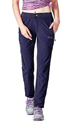 donhobo Damen Outdoor Wanderhose Quick Dry Campinghose Ultraleichter Verschleißfester UV-Schutz Atmungsaktiv Trekkinghose Funktionshose (Marine,M) von donhobo