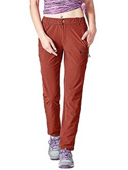 donhobo Damen Outdoorhose Winddicht Wasserabweisend Wanderhose Sommer Schnell Trockend Camping Funktionshose Trekkinghose (Rot,S) von donhobo