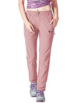 donhobo Damen Outdoorhose Winddicht Wasserdicht Wanderhose Sommer Schnell Trockend Camping Funktionshose Trekkinghose (Rosa, S) von donhobo