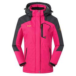 donhobo Damen Outdoorjacke Winddicht Wasserdicht Atmungsaktiv Funktionsjacke Verdickt Fleece-Futter Winterjacke Softshelljacken Wanderjacke (Rose, L) von donhobo