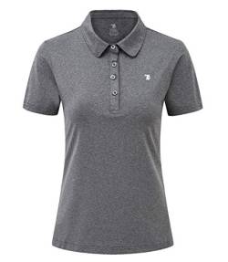 donhobo Damen Poloshirts 4-Knopf T-Shirt Kurzarm Polohemd Outdoor Freizeit Sport Schnelltrocknend Golf Polo Shirt (Grau, M) von donhobo
