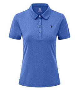 donhobo Damen Poloshirts Sommer Basic Kurzarm Revers T-Shirt Freizeit Sports Polohemd Quick Dry Tennis Golf Polo Shirt (Blue, L) von donhobo