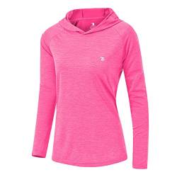donhobo Damen Sport Shirt Langarm Laufshirt Pullover Sweatshirts Fitness Hoodies Running Yoga Tops mit Daumenlöcher (Rosenrot, 2XL) von donhobo