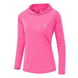 donhobo Damen Sport Shirt Langarm Laufshirt Pullover Sweatshirts Fitness Hoodies Running Yoga Tops mit Daumenlöcher (Rosenrot, L) von donhobo