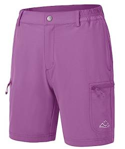 donhobo Damen Sporthose Kurz Laufhose Cargo Shorts Bermuda Stretch Leichte Wanderhose Atmungsaktiv Quick Dry Fitness Kurze Hose (Hellviolett, XXL) von donhobo