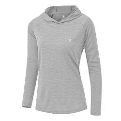 donhobo Damen Sportshirt Langarm Oberteile Atmungsaktiv Schnell trocknend UV Schutz T-Shirts Yoga Training Gym T-Shirts mit Daumenlöcher (Grau, L) von donhobo