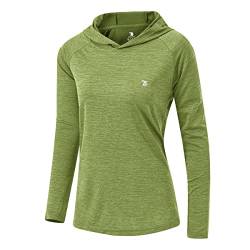 donhobo Damen UPF 50+ Sonnenschutz Hoodie Shirt Leichtgewicht Langarm Angeln Wandern Outdoor Sports Shirt (Frucht grün, L) von donhobo