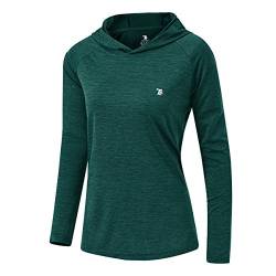 donhobo Damen UPF 50+ Sonnenschutz Hoodie Shirt Leichtgewicht Langarm Angeln Wandern Outdoor UV Shirt (Schwarzgrün, L) von donhobo