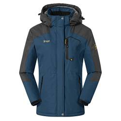 donhobo Damen Wanderjacke Winter Outdoor Mantel Wasserdicht Regenmantel Winddicht Fleecejacken Hooded Skijacken Softshelljacke (Denim blau, L) von donhobo