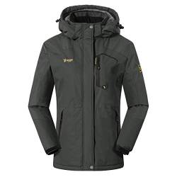 donhobo Damen Wanderjacke Winter Outdoor Mantel Wasserdicht Regenmantel Winddicht Fleecejacken Hooded Skijacken Softshelljacke (Grau, L) von donhobo