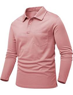 donhobo Golf Shirt Herren Atmungsaktiv Quick Dry Sommer Tshirt Leicht Outdoorshirt Langarm Polo Oberteil Für Running Funktion Shirt, Graurosa, XXL von donhobo