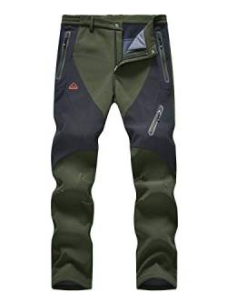 donhobo Herren Gefüttert Winterhose Wasserdicht Winddicht Atmungsaktiv Warm Verdickte Softshellhose Frühling Herbst Wanderhose Outdoorhose (Grün, 38) von donhobo