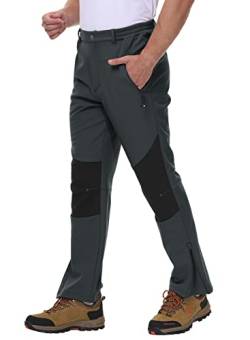 donhobo Herren Gefüttert Winterhose Winddicht Warm Wanderhose Wasserdicht Softshellhose Herbst Winter Outdoorhose Funktionshose (Dunkelgrau, 34) von donhobo