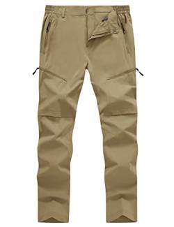 donhobo Herren Outdoorhose Leichte Atmungsaktive Wasserdicht Schnelltrocknend Verschleißfest Wanderhose Trekkinghose Funktionshose mit Reißverschlusstaschen, Khaki, 30 von donhobo