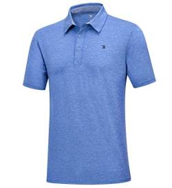donhobo Herren Poloshirt Kurzarmshirt Performance Polohemd Regular-fit Quick-Dry Golf Polo Shirts (Blau, S) von donhobo