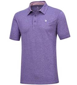 donhobo Herren Poloshirt Kurzarmshirt Performance Polohemd Regular-fit Quick-Dry Golf Polo Shirts (Lila, L) von donhobo