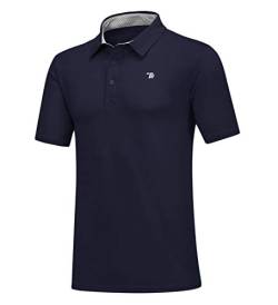donhobo Herren Poloshirt Kurzarmshirt Performance Polohemd Regular-fit Quick-Dry Golf Polo Shirts (Navy, L) von donhobo