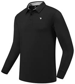 donhobo Herren Poloshirt Langarm Einfarbig Freizeit Polo Kragen Langärmliges Polohemd für Männer Golf T-Shirt Schwarz M von donhobo