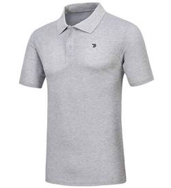 donhobo Herren Poloshirt Polo Polohemd Kurzarmshirt Basic T-Shirt Schnell Trocknend Tennis Golf Sporthemd Hellgrau XL von donhobo