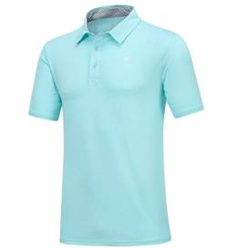 donhobo Herren Poloshirts Einfarbig Basic Kurzarm Polohemd T-Shirt Schnelltrocknend Golf Polo Shirt (Himmelblau, 2XL) von donhobo