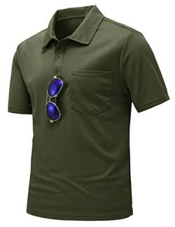 donhobo Herren Poloshirts Kurzarm Polo Hemd Army Golf Tennis T-Shirts Schnelltrocknend Outdoor Leicht Atmungsaktives Sport Polohemd (Armeegrün, 3XL) von donhobo