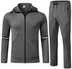 donhobo Herren Trainingsanzug Jogginganzug Sportanzug Hausanzug Hoodies und Jogginghose Streatwear Sportjacke Sporthose, Dunkelgrau, XXL von donhobo