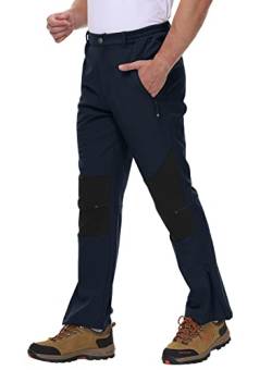 donhobo Herren Wanderhose Outdoorhose Trekkinghose Softshellhose Funktionshose Wasserdicht Winddicht Warm Gefüttert Winterhose Snowboardhose (Marine, 30) von donhobo