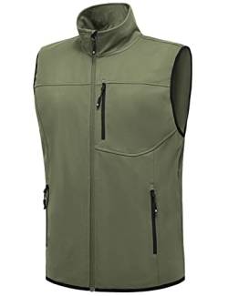 donhobo Herren Weste Outdoor Wasserabweisend Softshell Ärmellose Jacke Full Zip Anglerweste Leichte Laufweste Atmungsaktive Vest Gilet, Grau Grün, XXL von donhobo