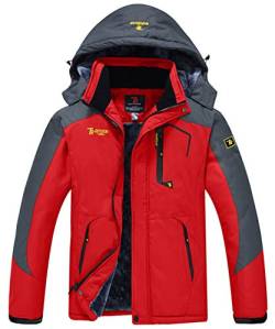 donhobo Jacken Herren Wanderjacke Damen Winter Outdoor Mantel Wasserdicht Regenmantel Winddicht Fleecejacken Hooded Skijacken Softshelljacke (Rot,L) von donhobo