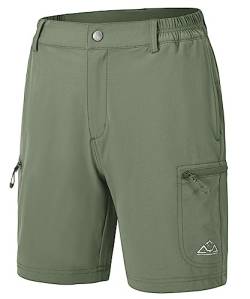 donhobo Kurze Hose Damen Outdoor Shorts Wanderhose Sommer Hosen Laufhose Sporthose Trainingshose für Wandern, Camping, Reisen (Helles Armeegrün, XL) von donhobo