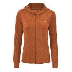 donhobo Laufjacke für Damen Sportjacke Trainingsjacke voll Reißverschluss Trainingsanzug Leichte Atmungsaktiv Jacke mit Daumenloch (Orange, XL) von donhobo