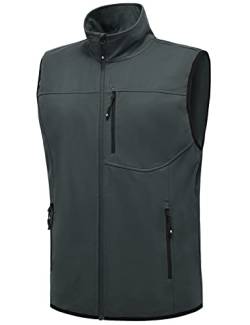 donhobo Leichte Softshell-Weste für Herren, Outdoor Winddichte Ärmellose Jacke für Radfahren, Laufen, Wandern, Golf, Arbeit Dunkelgrau L von donhobo