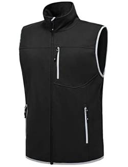 donhobo Leichte Softshell Weste für Herren, Wasserabweisend Winddichte Outdoor Laufweste, Atmungsaktive Vest Gilet Ärmellose Jacke Schwarz M von donhobo