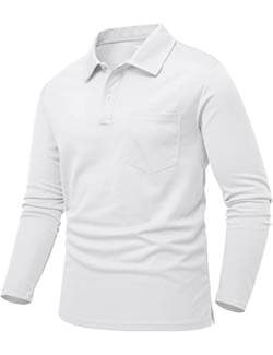 donhobo Poloshirt Herren Golf Langarm Tshirt Army Polo Shirts Leicht Arbeitsshirt Outdoor Sportshirt Männer Tactical Shirt Polohemd, Weiß, L von donhobo