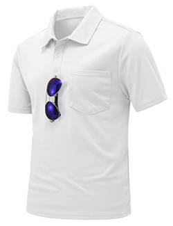 donhobo Poloshirt Herren Kurzarm Atmungsaktives Golf-Polo-Hemd Summer Poloshirts Männer T-Shirts Casual Sport Shirt Regular Fit Golf Tennis (Weiß, L) von donhobo