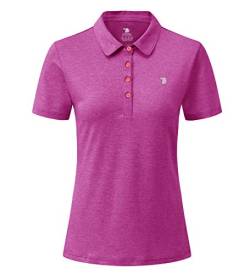 donhobo Poloshirt für Damen Kurzarm T-Shirt Basic Casual Polohemd Sport Running Quick Dry Golf Polo Shirts (Dunkle Rose, L) von donhobo