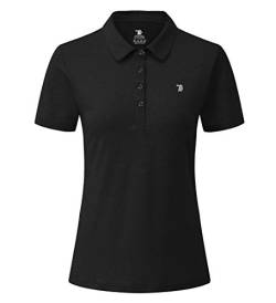 donhobo Poloshirt für Damen Kurzarm T-Shirt Basic Casual Polohemd Sport Running Quick Dry Golf Polo Shirts (Schwarz, L) von donhobo