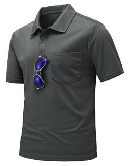 donhobo Poloshirts Herren Slim Fit Polo Shirt Sommer Hemd Schnelltrocknend Casual Sport Outdoor Atmungsaktives Golf T-Shirts (Dunkelgrau, 3XL) von donhobo
