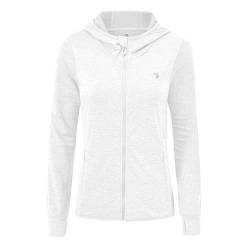 donhobo Running-Jacken für Damen Sportjacke Langarm Trainingsjacke Sweatjacke Yoga Fitness Laufjacke mit Daumenloch (Weiß, XXL) von donhobo