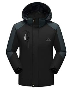 donhobo Softshelljacken Herren Funktionsjacke Wasserdicht Atmungsaktiv Wandern Mantel Outdoor Jacke Ski Regenmantel (Schwarz, M) von donhobo