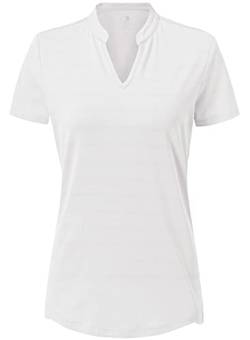 donhobo Sommer Damen T-Shirt Kurzarm V Ausschnitt Basic Oberteil Sport Fitness Laufshirts Yoga Training Casual Tops (Weiß, S) von donhobo