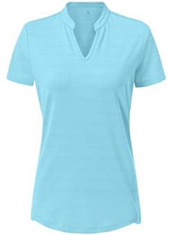 donhobo T-Shirt für Damen Sportshirt Kurzarm Atmungsaktiv Schnell Trocken Elastisch Yoga Gym Activewear-T-Shirts (Himmelblau, L) von donhobo