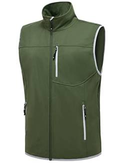 donhobo Weste Herren Outdoor Leichte Softshellweste Wasserabweisend Anglerweste Freizeit Jagd Wander Camping Weste Ärmellos Jacke Armeegrün M von donhobo