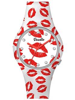 Doodle Watch Damenuhr Graphics Mood Kiss mit Silikonband 35 MM DO35019 von doodle