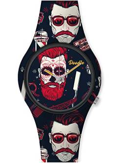 Doodle Watch Herrenuhr Street Fighter Mood Tattoouhr Barber Bart Schwarz DO42001 von doodle