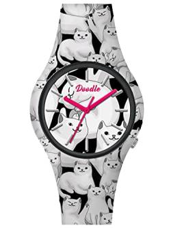 Doodle Watch Quarz Armbanduhr Tattoouhr Katze mit Silikonband 39 MM DO39016 von doodle