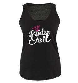 dope diamond Leider Geil - Zweifarbig Damen Tank Top - Schwarz/Weiss-Pink Gr. L von dope diamond